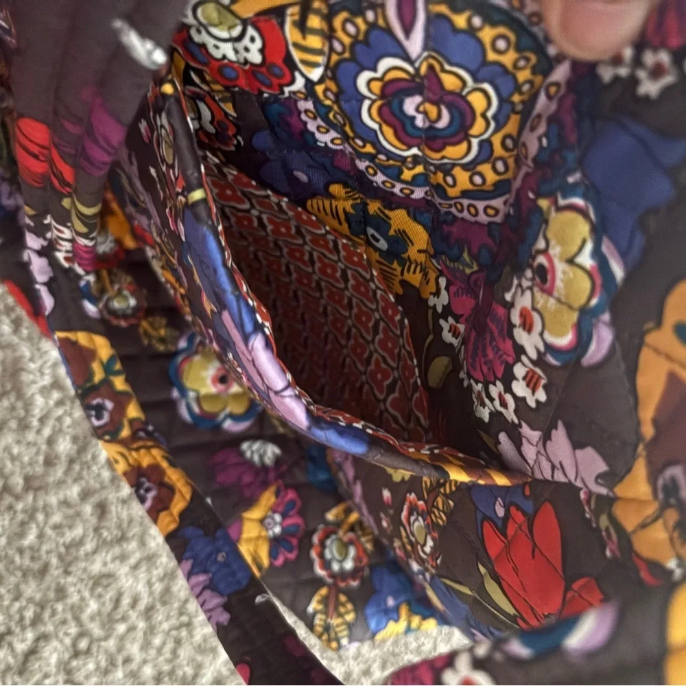 Vera Bradley Quilted Floral Tote in Purple with Multicolor Accents